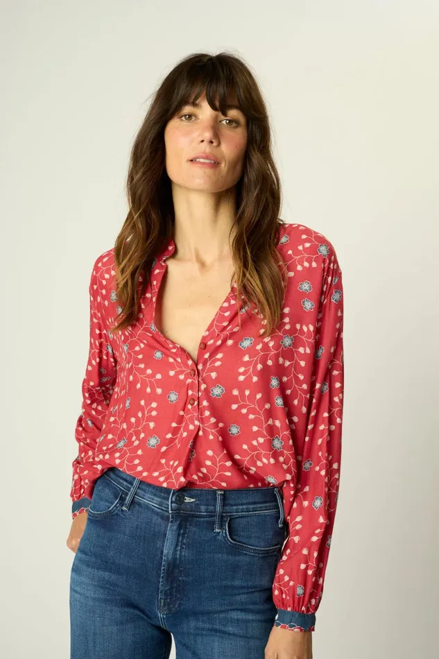 Leslie Shirt Pinwheel Barn Red Women Natalie Martin Tops