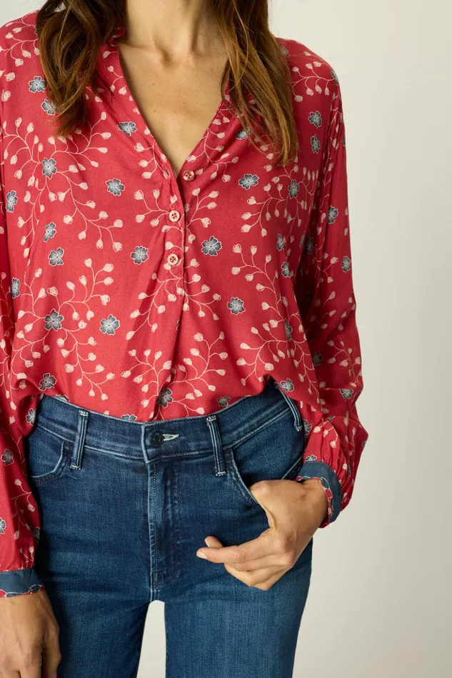 Leslie Shirt Pinwheel Barn Red Women Natalie Martin Tops