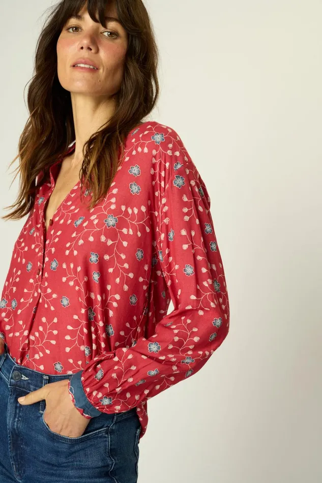 Leslie Shirt Pinwheel Barn Red Women Natalie Martin Tops