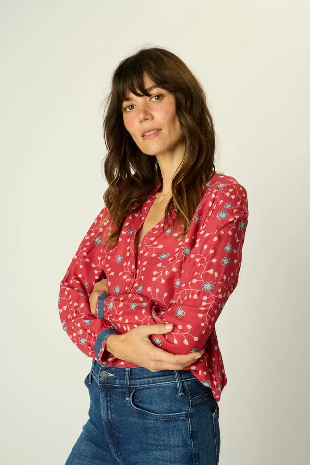 Leslie Shirt Pinwheel Barn Red Women Natalie Martin Tops