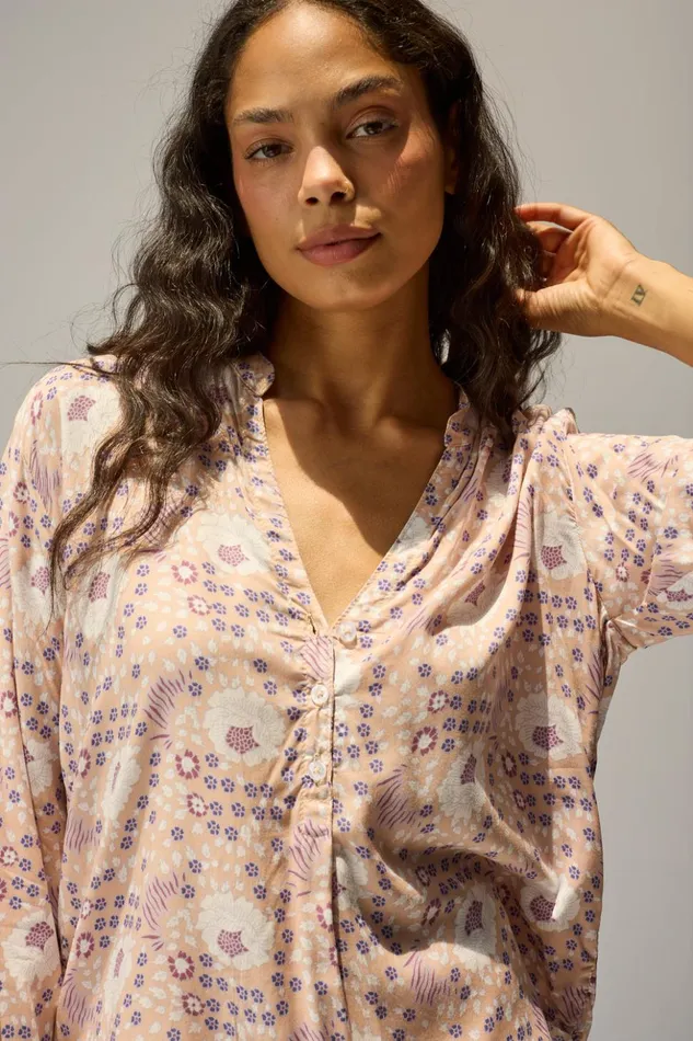 Leslie Shirt Vintage Flowers Amethyst Women Natalie Martin Tops