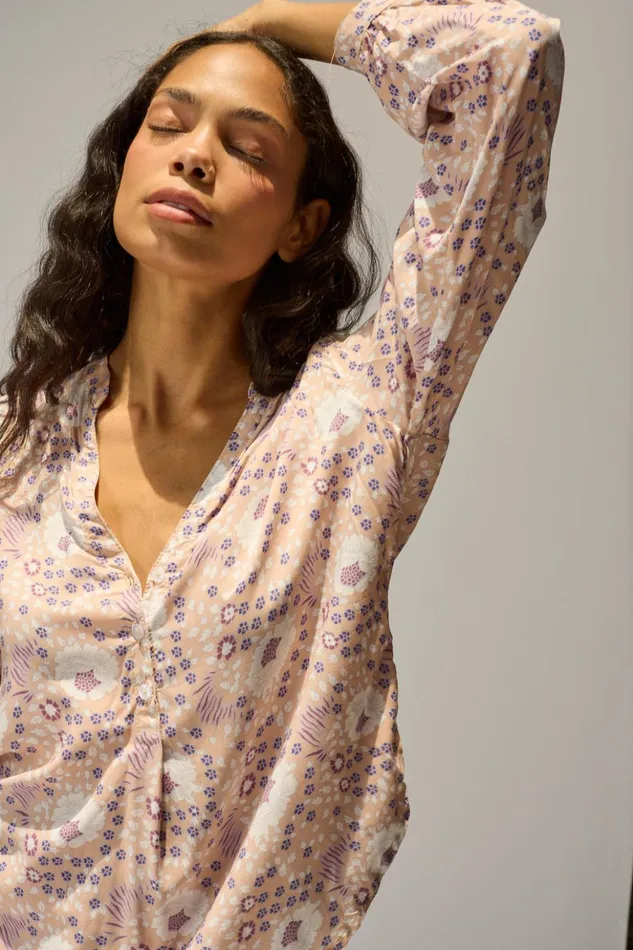 Leslie Shirt Vintage Flowers Amethyst Women Natalie Martin Tops