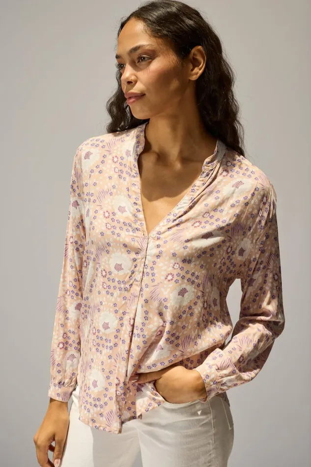 Leslie Shirt Vintage Flowers Amethyst Women Natalie Martin Tops