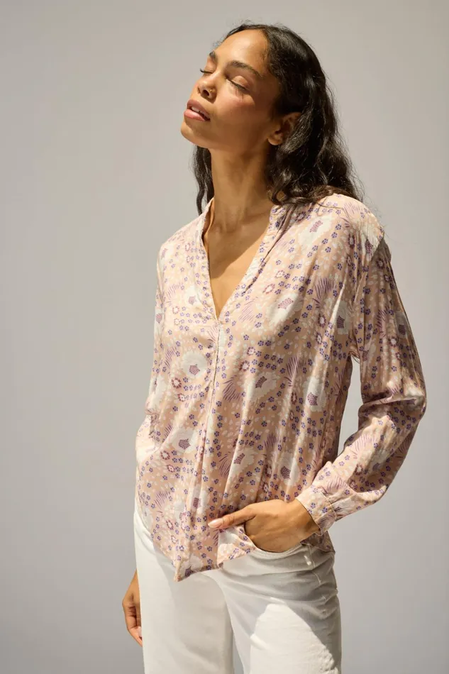 Leslie Shirt Vintage Flowers Amethyst Women Natalie Martin Tops