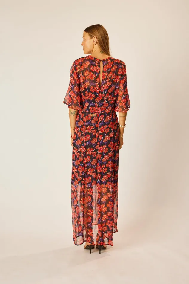 Lily Dress Chiffon Watercolor Onyx Women Natalie Martin Dresses