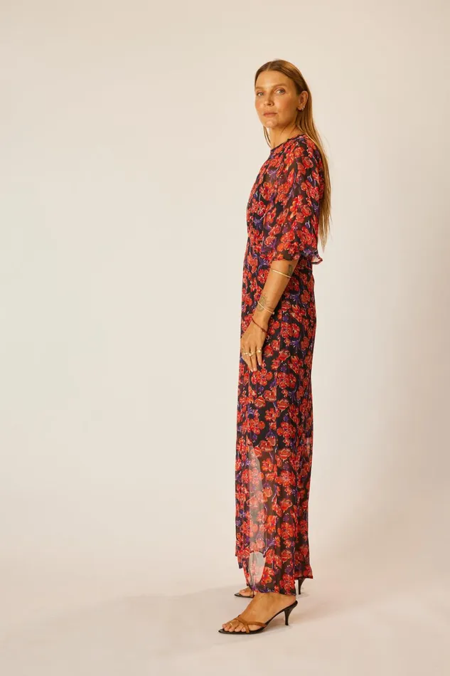 Lily Dress Chiffon Watercolor Onyx Women Natalie Martin Dresses