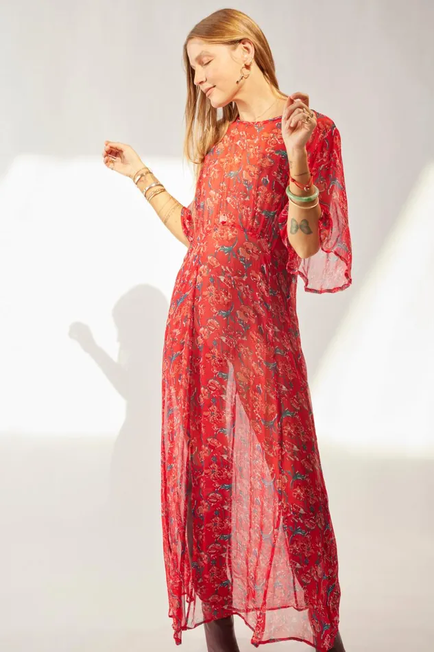 Lily Dress Chiffon Watercolor Vermil Women Natalie Martin Dresses