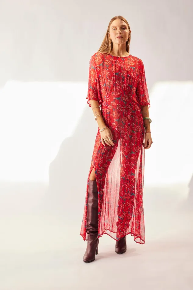 Lily Dress Chiffon Watercolor Vermil Women Natalie Martin Dresses