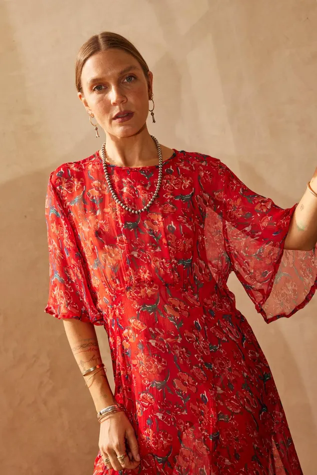 Lily Dress Chiffon Watercolor Vermil Women Natalie Martin Dresses