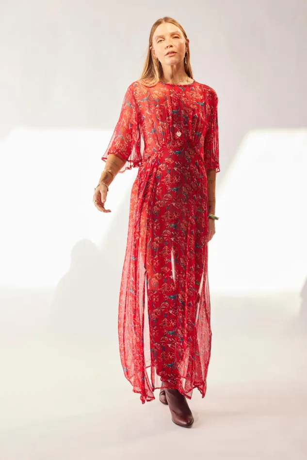 Lily Dress Chiffon Watercolor Vermil Women Natalie Martin Dresses