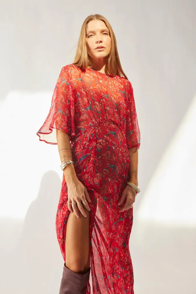 Lily Dress Chiffon Watercolor Vermil Women Natalie Martin Dresses