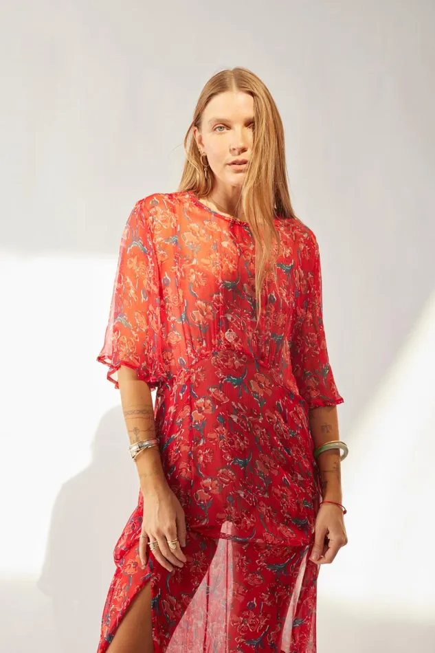 Lily Dress Chiffon Watercolor Vermil Women Natalie Martin Dresses