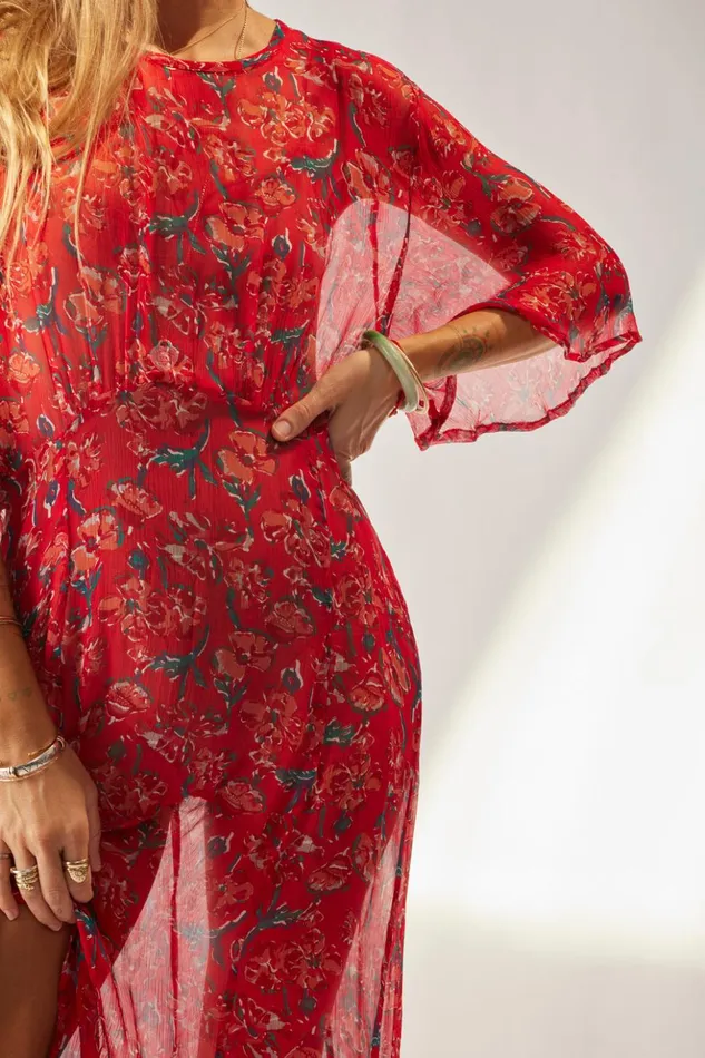 Lily Dress Chiffon Watercolor Vermil Women Natalie Martin Dresses