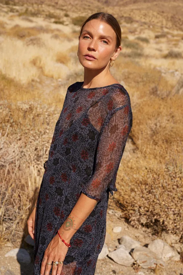 Lily Dress Snowflake Steel Blue Women Natalie Martin Dresses