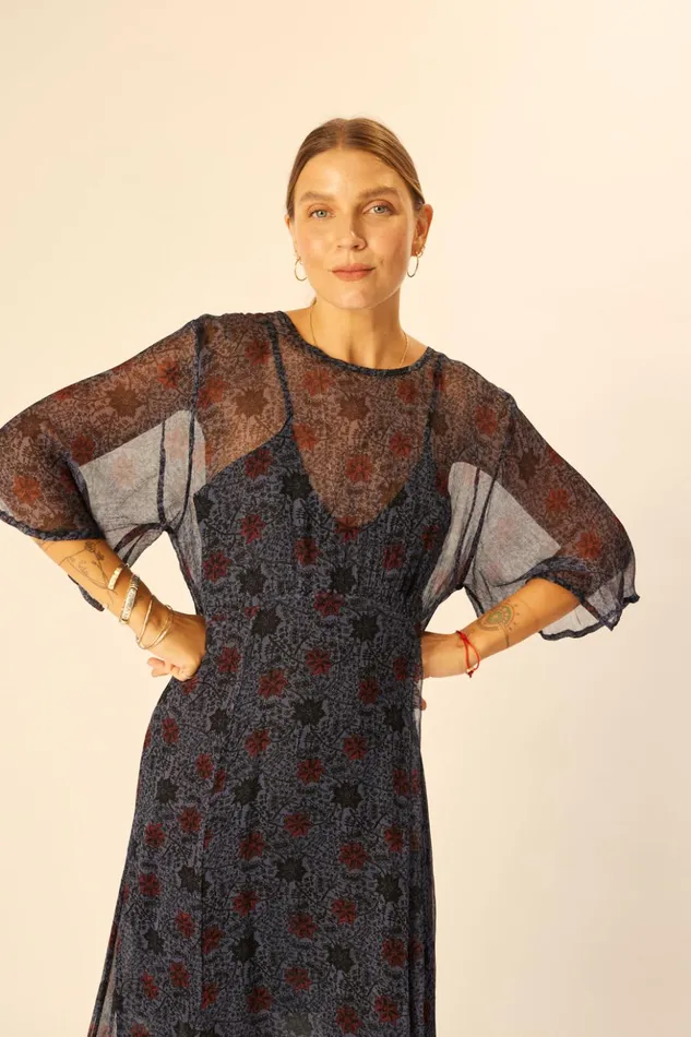 Lily Dress Snowflake Steel Blue Women Natalie Martin Dresses