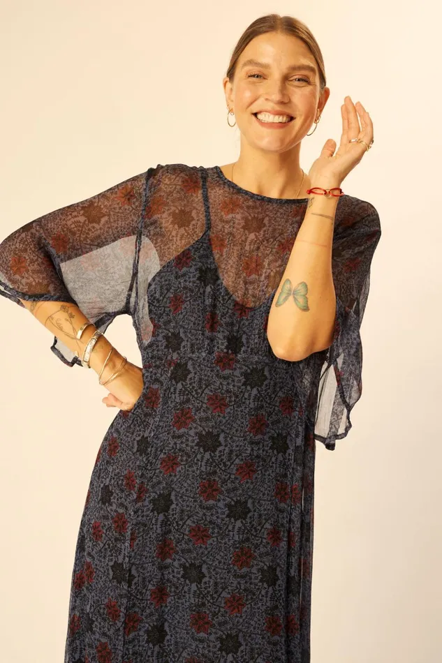 Lily Dress Snowflake Steel Blue Women Natalie Martin Dresses