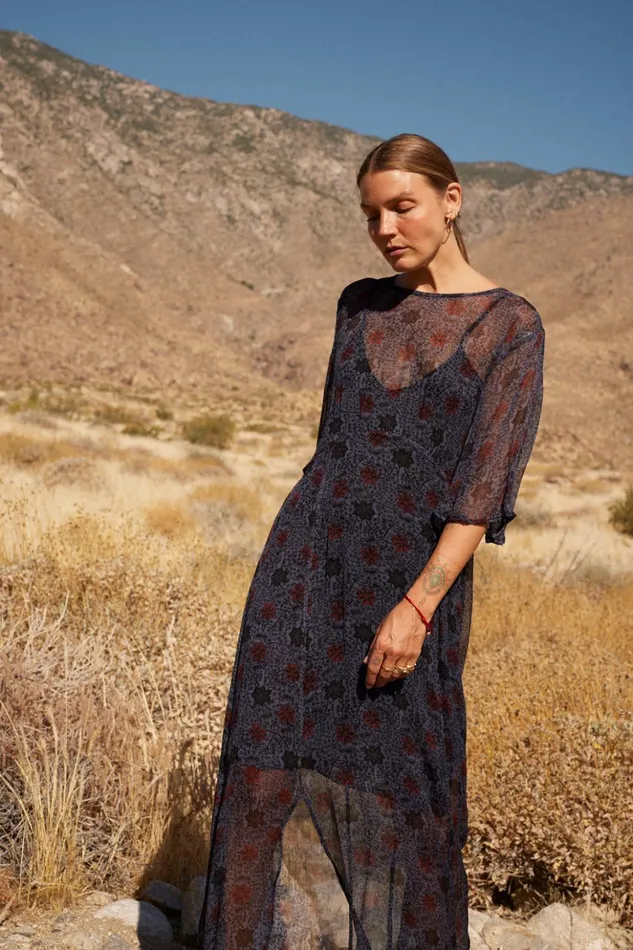 Lily Dress Snowflake Steel Blue Women Natalie Martin Dresses