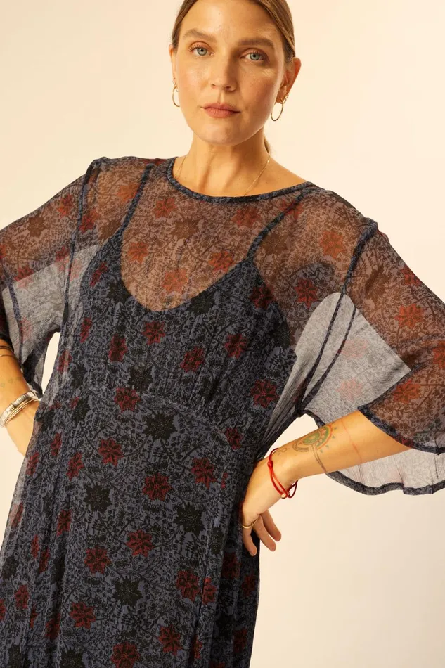 Lily Dress Snowflake Steel Blue Women Natalie Martin Dresses