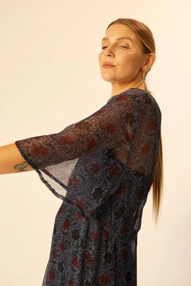 Lily Dress Snowflake Steel Blue Women Natalie Martin Dresses