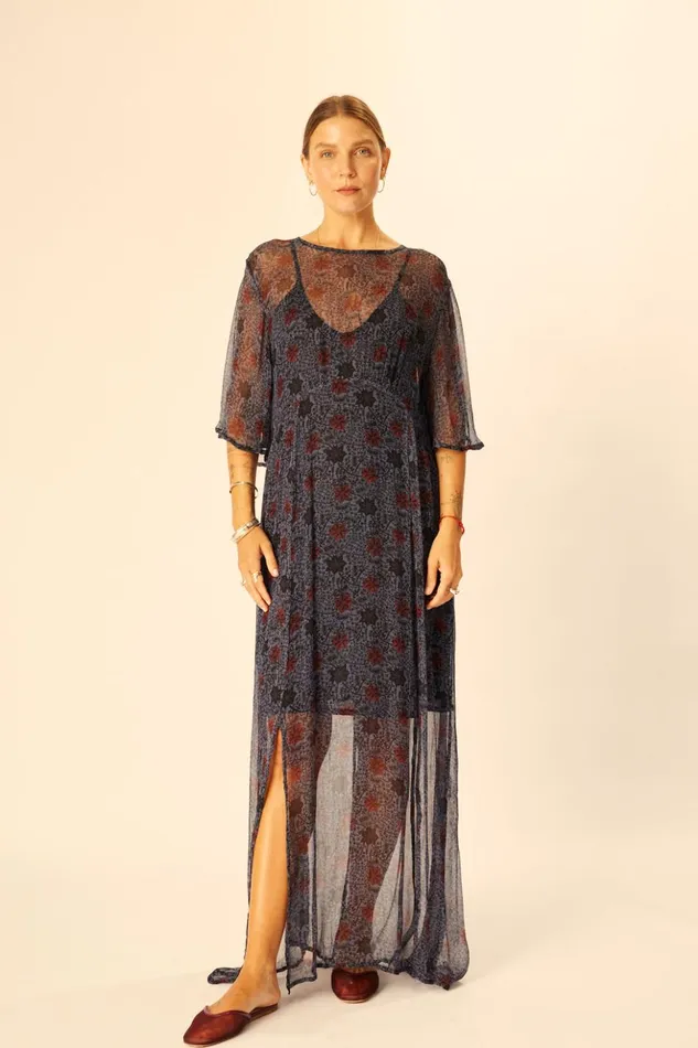 Lily Dress Snowflake Steel Blue Women Natalie Martin Dresses
