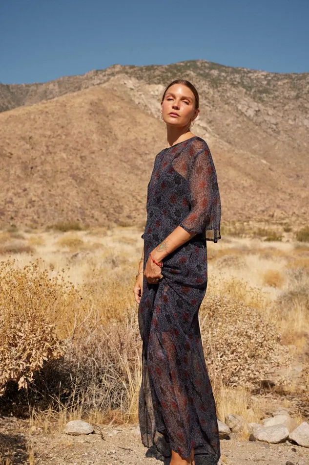 Lily Dress Snowflake Steel Blue Women Natalie Martin Dresses