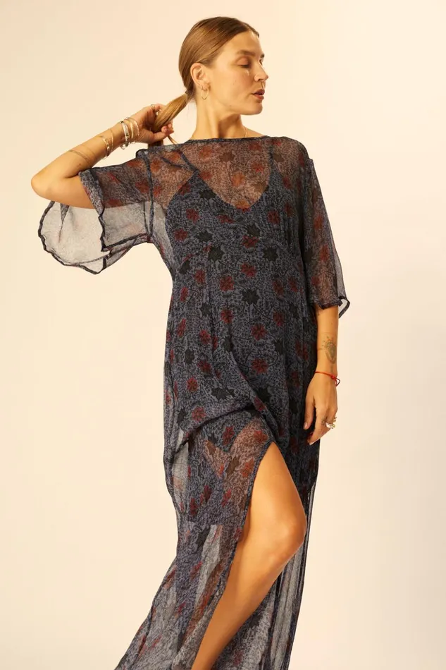 Lily Dress Snowflake Steel Blue Women Natalie Martin Dresses
