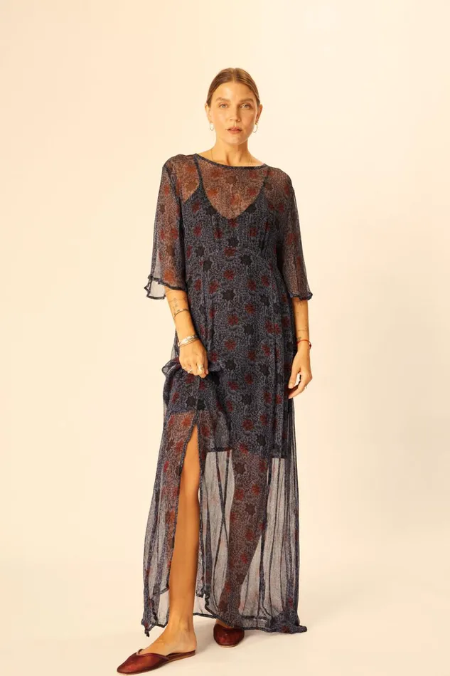 Lily Dress Snowflake Steel Blue Women Natalie Martin Dresses