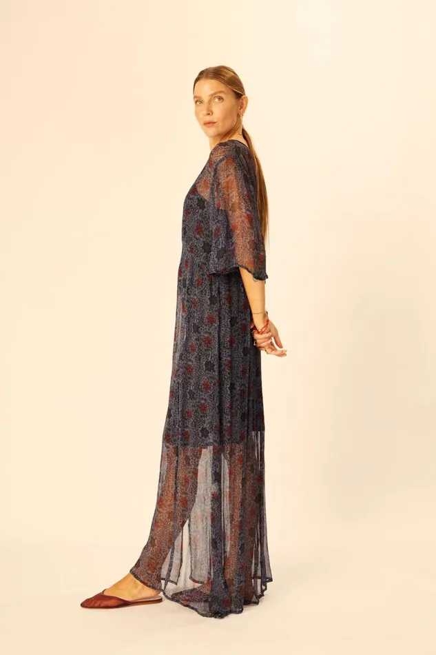 Lily Dress Snowflake Steel Blue Women Natalie Martin Dresses