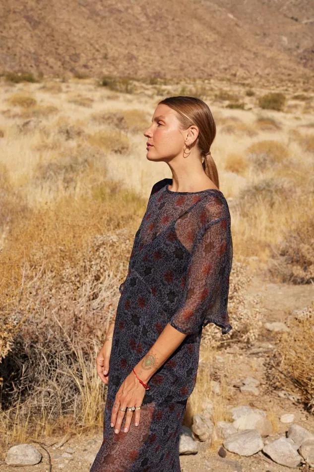 Lily Dress Snowflake Steel Blue Women Natalie Martin Dresses