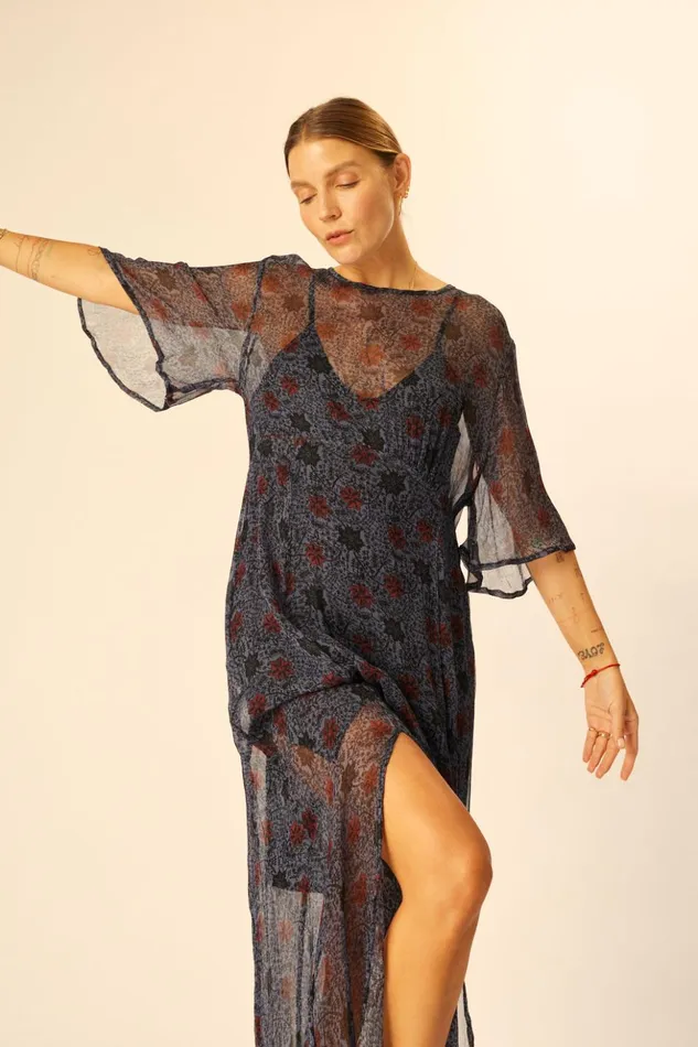 Lily Dress Snowflake Steel Blue Women Natalie Martin Dresses
