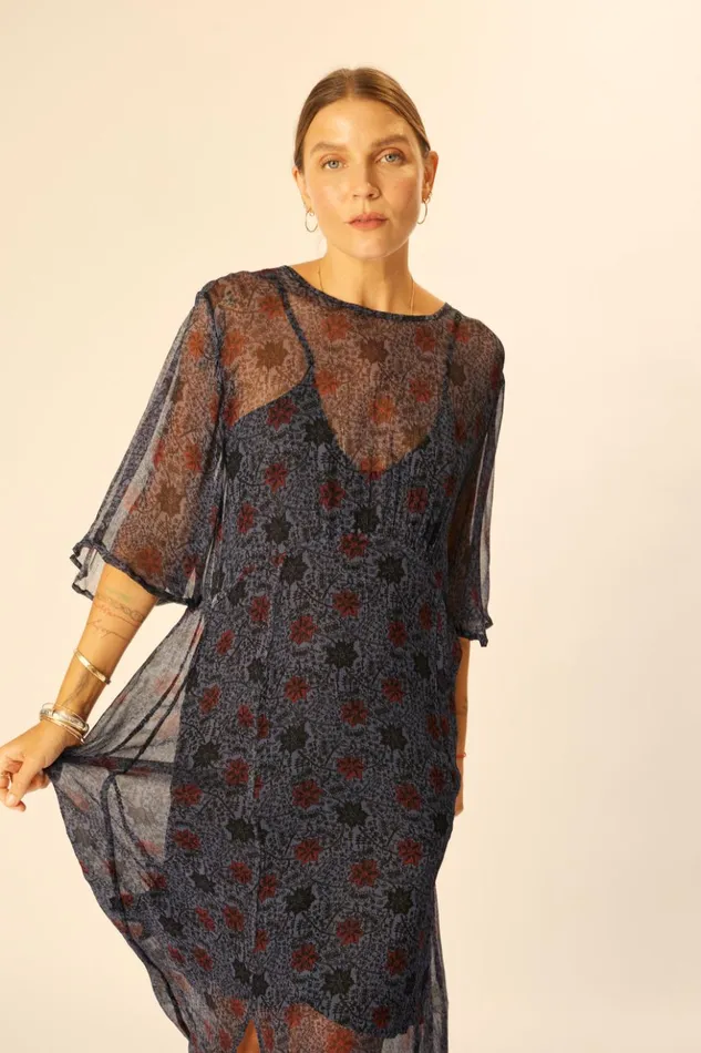 Lily Dress Snowflake Steel Blue Women Natalie Martin Dresses