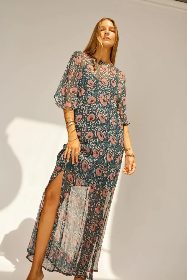 Lily Dress Vintage Flowers Indigo Women Natalie Martin Dresses