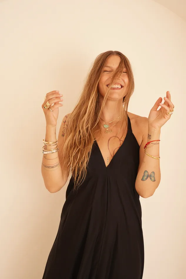 Lola Dress Black Silk Women Natalie Martin Coverups