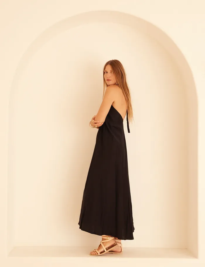 Lola Dress Black Silk Women Natalie Martin Coverups