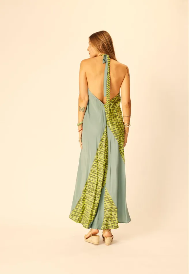 Lola Dress Block Zigzag Lime Women Natalie Martin Dresses