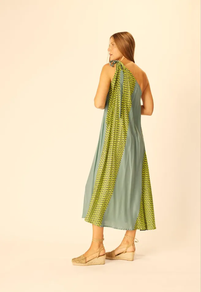 Lola Dress Block Zigzag Lime Women Natalie Martin Dresses
