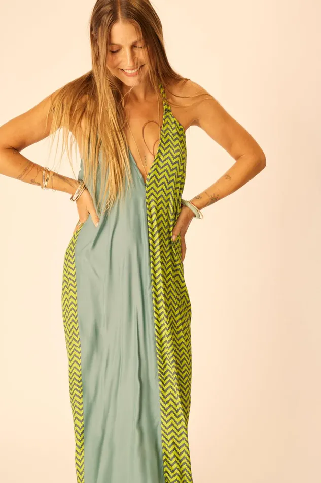 Lola Dress Block Zigzag Lime Women Natalie Martin Dresses