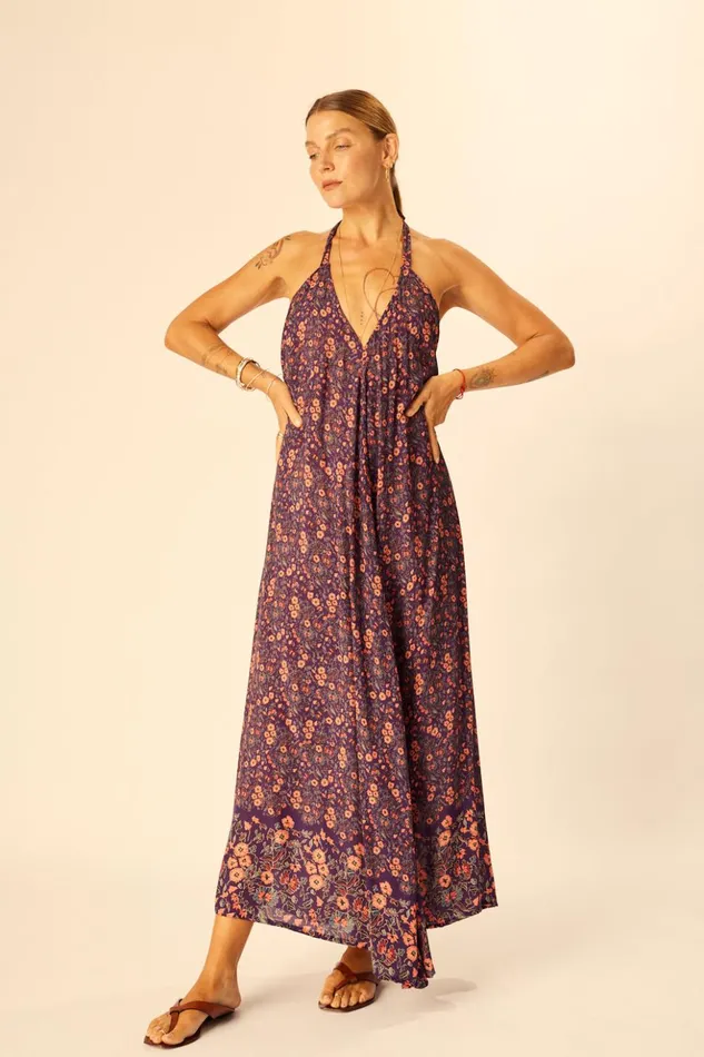 Lola Dress Petite Fleur Aubergine Women Natalie Martin Dresses