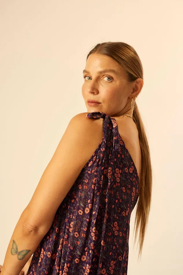 Lola Dress Petite Fleur Aubergine Women Natalie Martin Dresses