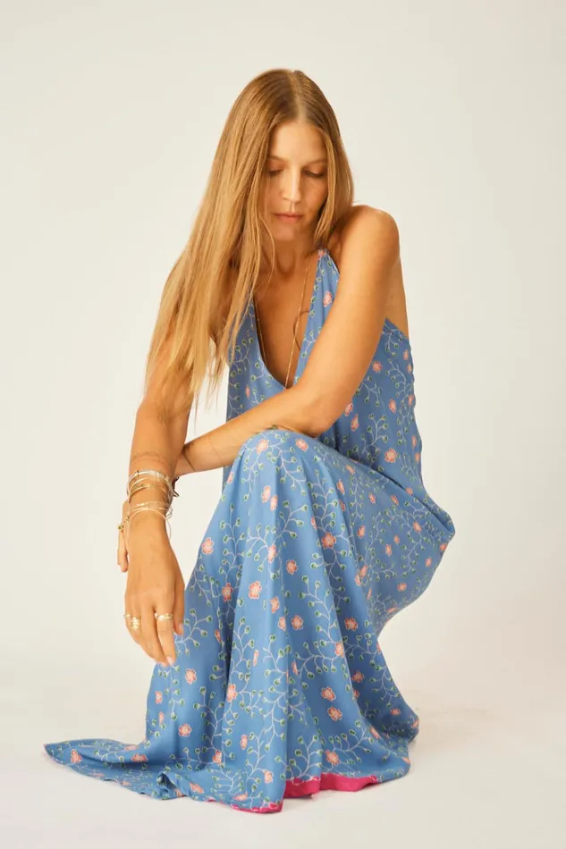 Lola Dress Pinwheel Denim Women Natalie Martin Coverups
