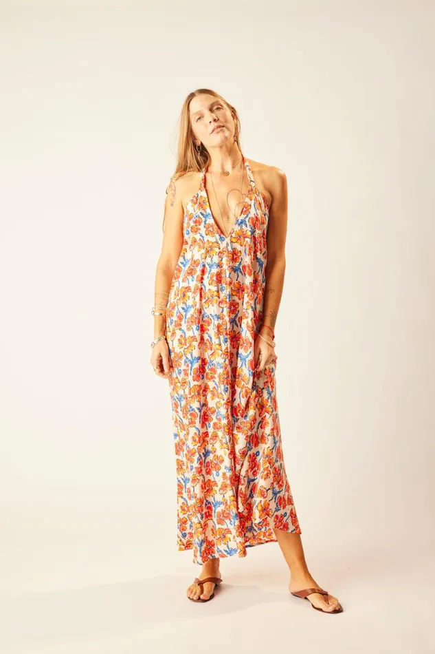 Lola Dress Silk Watercolor Clementine Women Natalie Martin Coverups