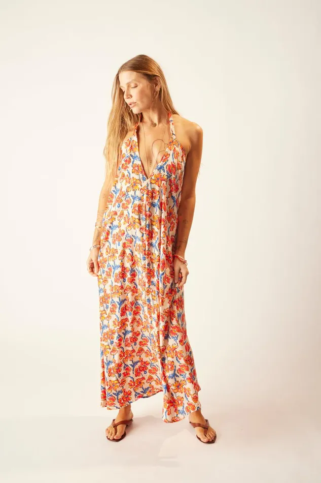 Lola Dress Silk Watercolor Clementine Women Natalie Martin Coverups