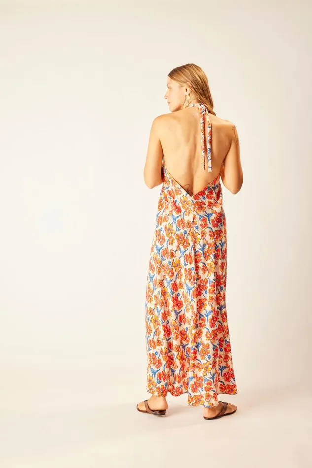 Lola Dress Silk Watercolor Clementine Women Natalie Martin Coverups