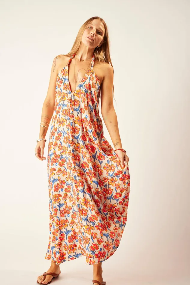 Lola Dress Silk Watercolor Clementine Women Natalie Martin Coverups