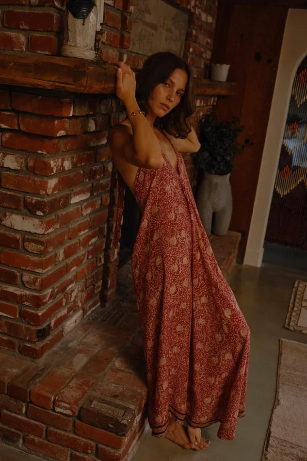 Lola Dress Water Lily Terracotta Women Natalie Martin Dresses