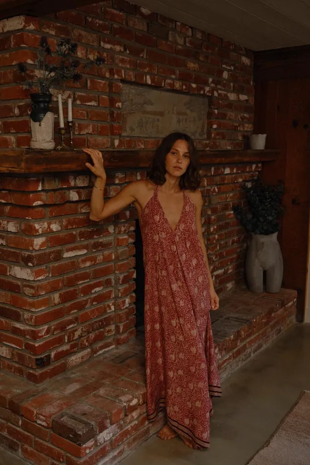 Lola Dress Water Lily Terracotta Women Natalie Martin Dresses