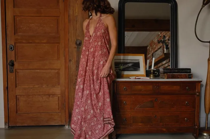 Lola Dress Water Lily Terracotta Women Natalie Martin Dresses