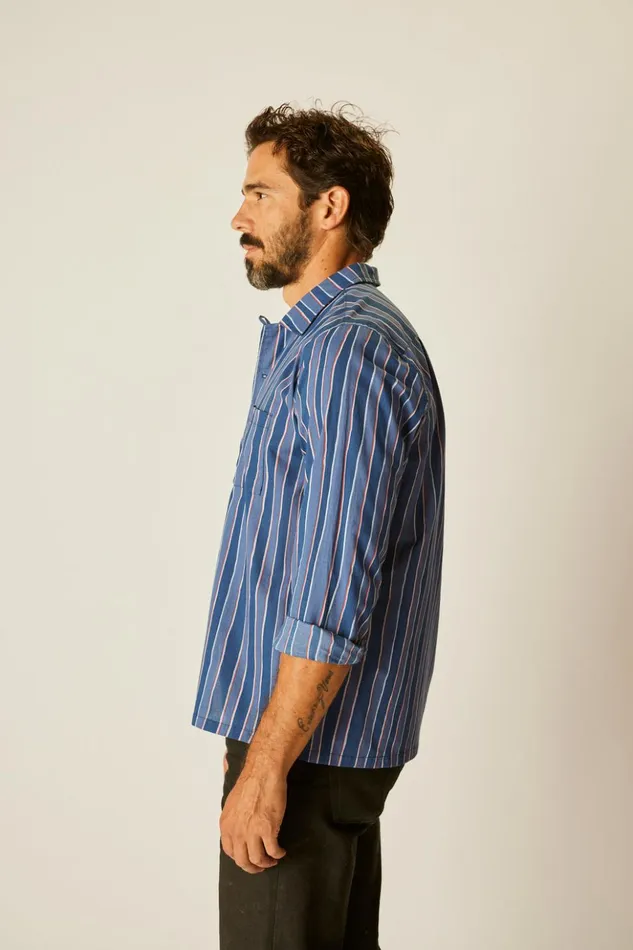 Louis Shirt Batik Stripe Navy Men Natalie Martin