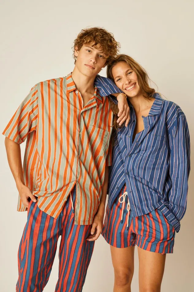 Louis Shirt Batik Stripe Navy Men Natalie Martin