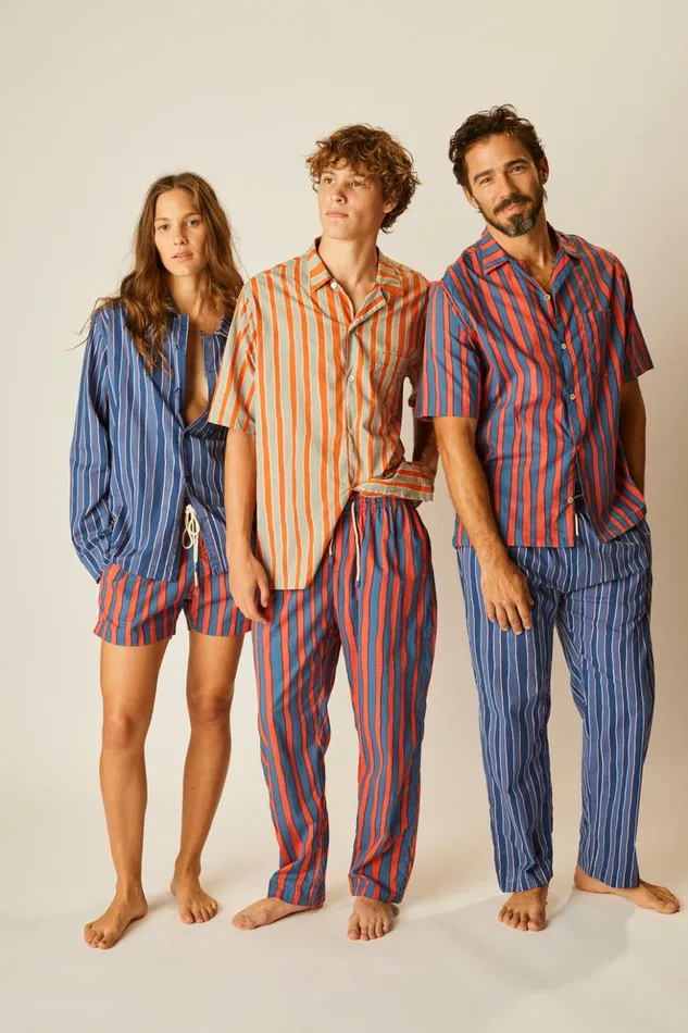 Louis Shirt Batik Stripe Navy Men Natalie Martin